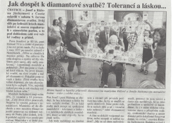 Klienti terénních služeb slaví diamantovou svatbu