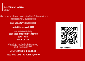 Sbírka na pomoc lidem zasaženým čtvrtečním tornádem na Hodonínsku a Břeclavsku