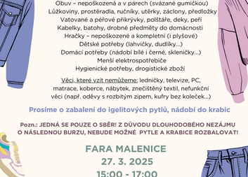 Sbírka použitého textilu a drobných věcí do domácnosti
