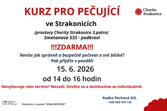Kurz pro pečující 15. 6. 2026 ZDARMA