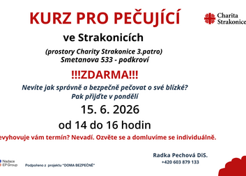 Kurz pro pečující 15. 6. 2026 ZDARMA